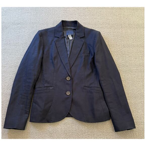 J.Crew Womens‎ 0 Blue Two Button Long Sleeve Blazer Jacket Coat - Picture 1 of 12